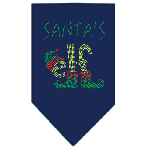 Santa's Elf Rhinestone Bandana Navy Blue Small